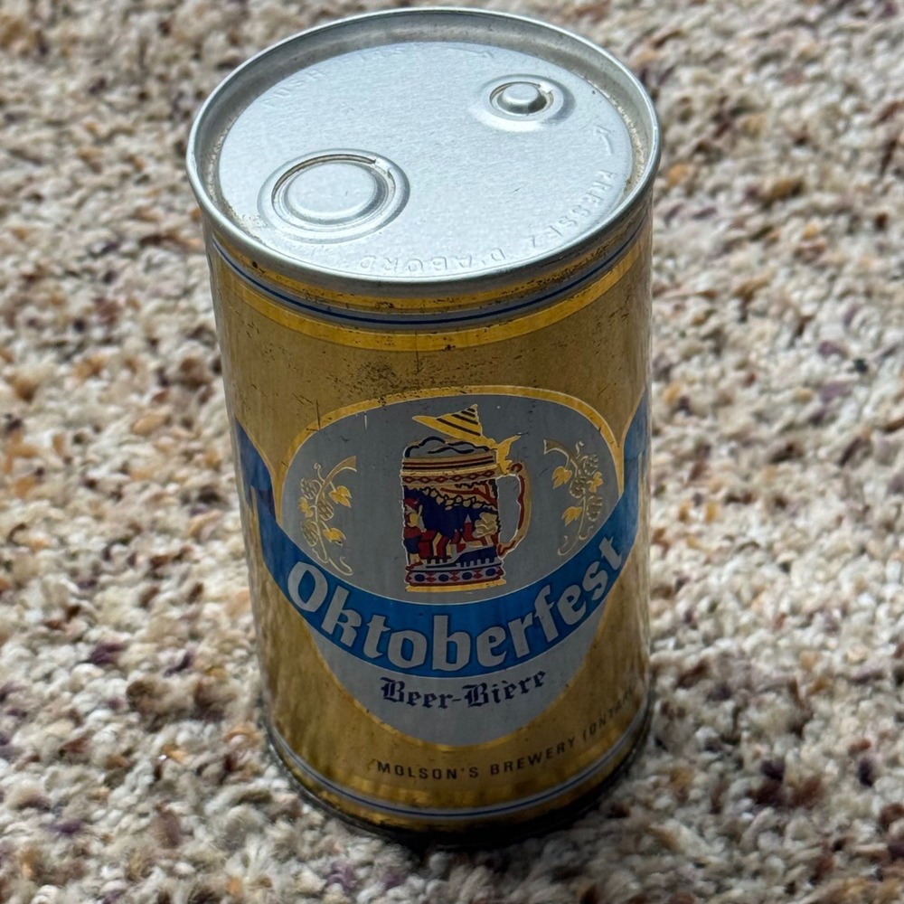 Vintage Molson Oktoberfest Beer Can 12oz Button Top Ontario‎ Canada Empty 1970s
